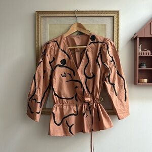 Stunning one-of-a-kind hand-painted minimalist blouse size Small / Medium